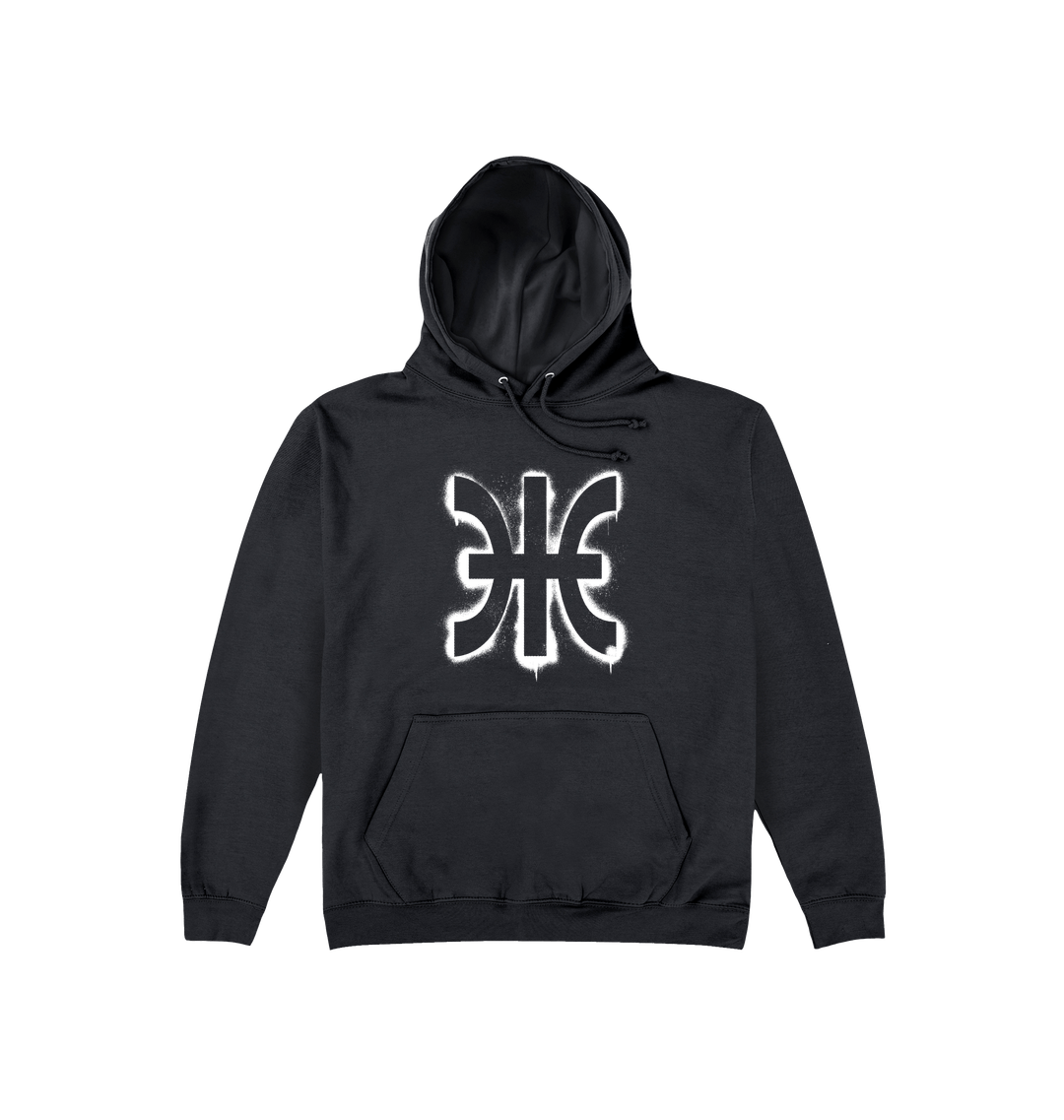 Deep Black Printed Hoody Front