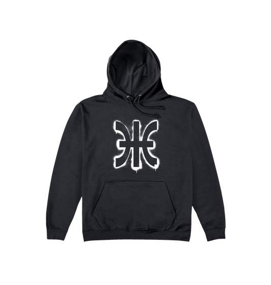 Deep Black Printed Hoody Front