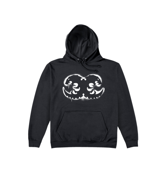 Deep Black Printed Hoody Front
