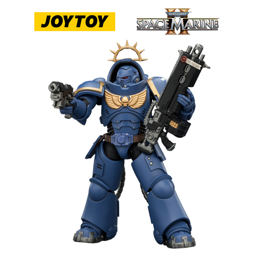 JOYTOY Warhammer 40,000: Space Marine 2 - Game Edition Ultramarines Heavy Intercessor with Heavy Bolt Rifle and Bolt Pistol (1/18 Scale) Preorder