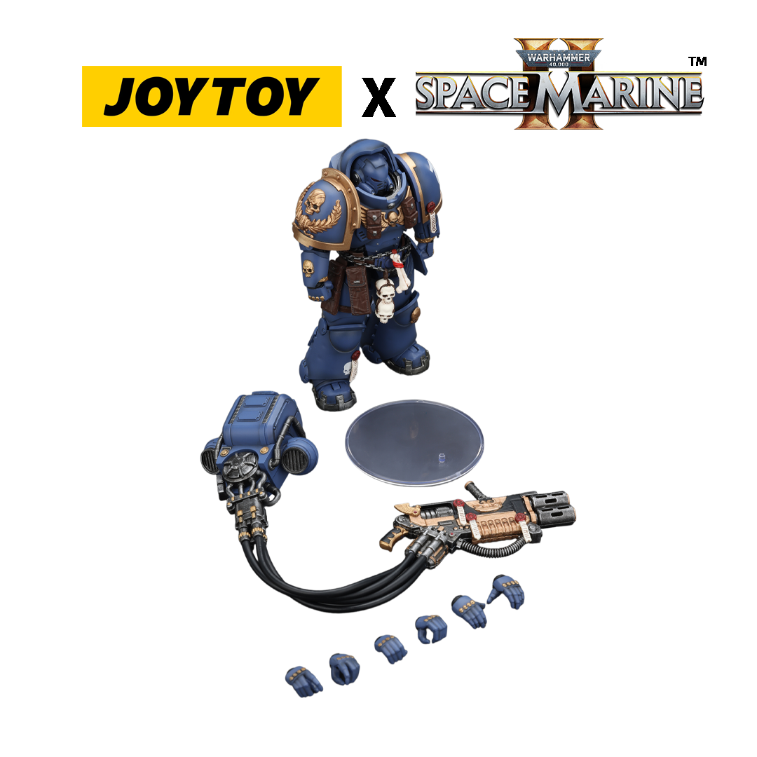 JoyToy Warhammer 40,000 Space Marine 2 Action Figure - Ultramarines, Heavy Artificer Armour, with Relic Multi-Melta (1/18 Scale) Preorder