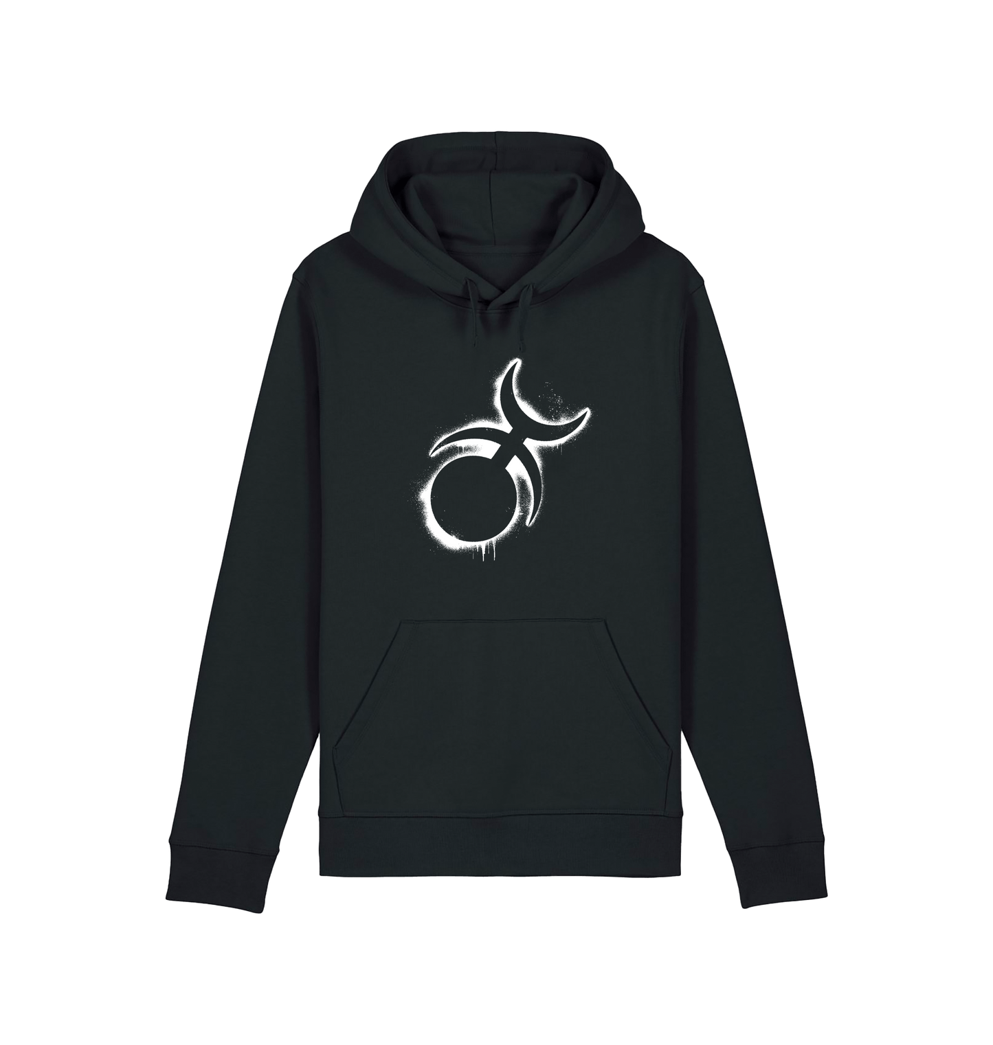 Black Printed Hoody Front