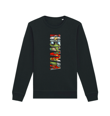 Black Printed Sweater Front