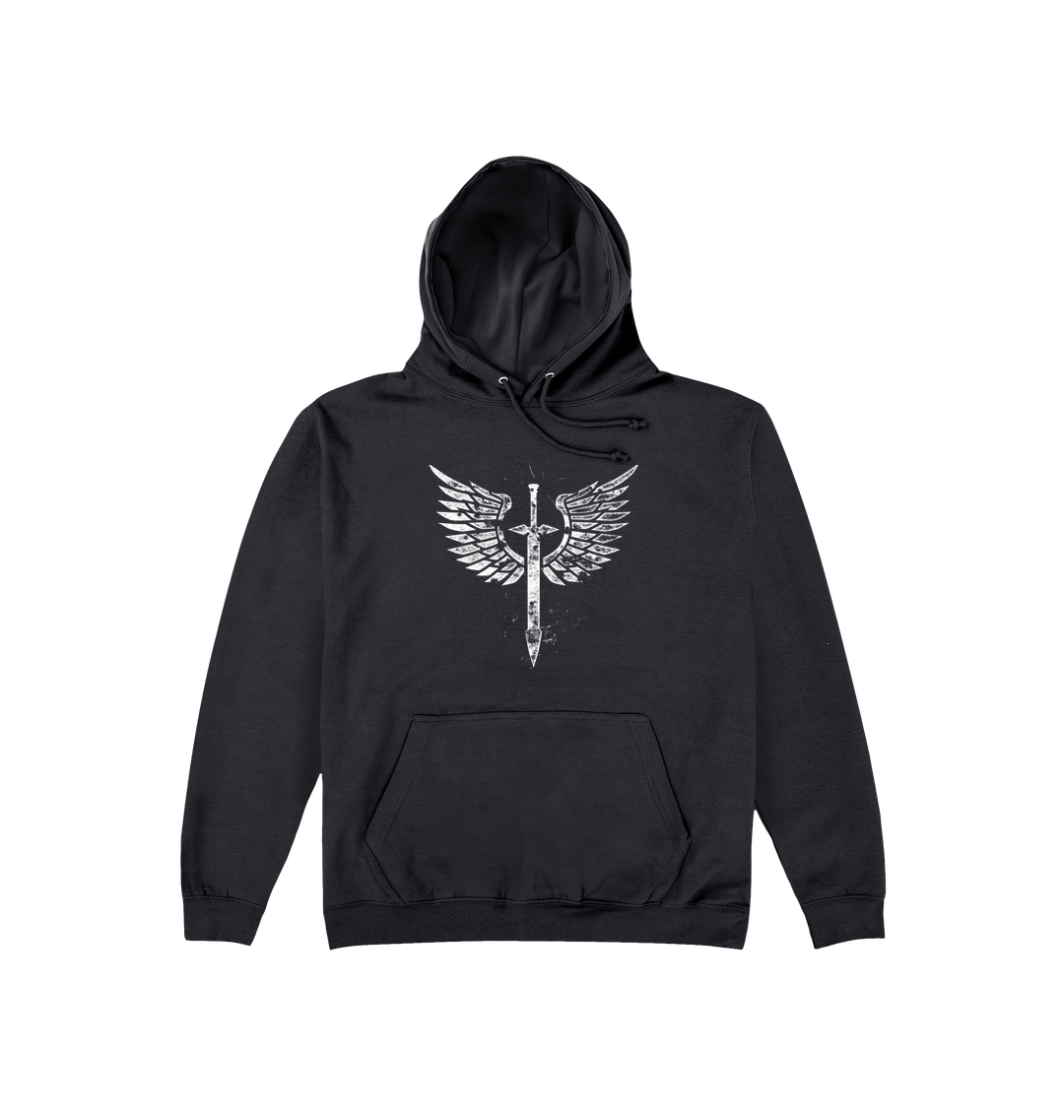 Deep Black Printed Hoody Front