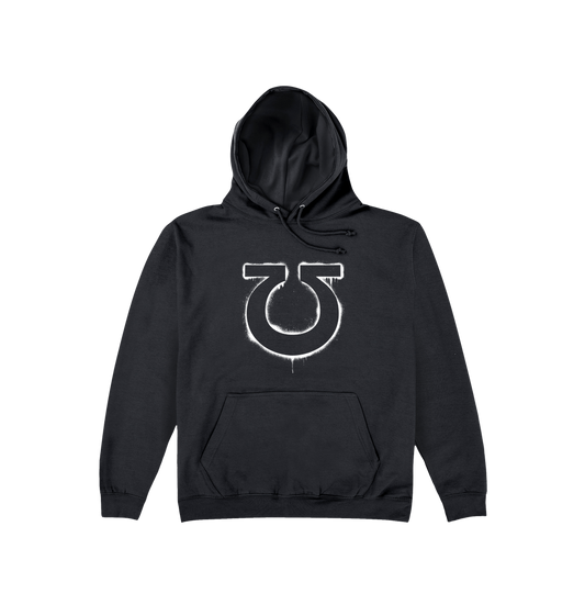 Deep Black Printed Hoody