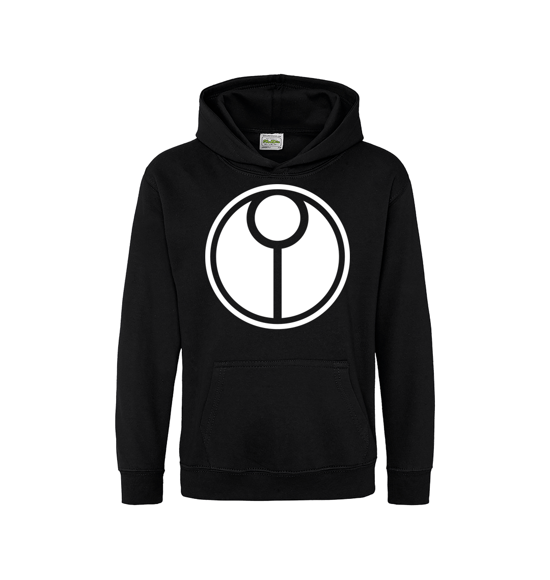 Deep Black Printed Kids Hoodie
