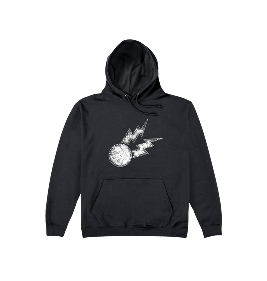 Deep Black Printed Hoody