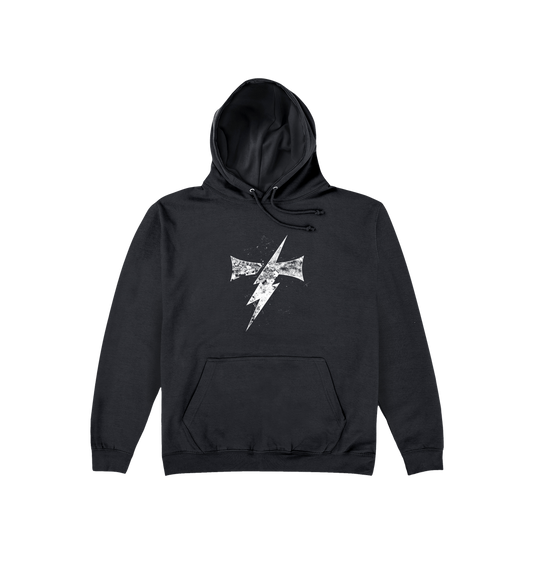 Deep Black Printed Hoody Front