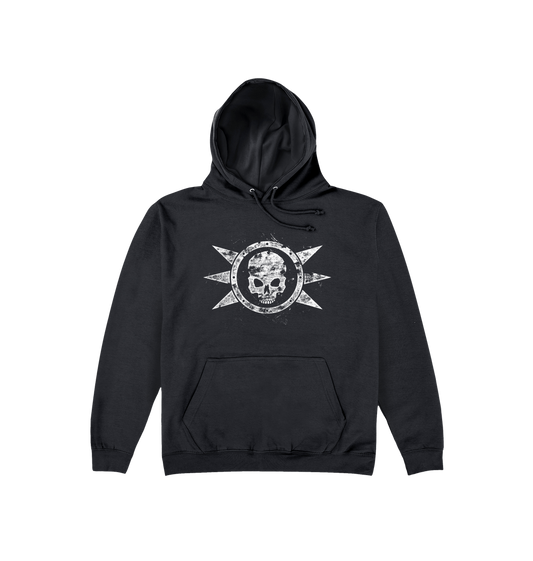 Deep Black Printed Hoody Front