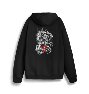 Black Printed Sweater Back