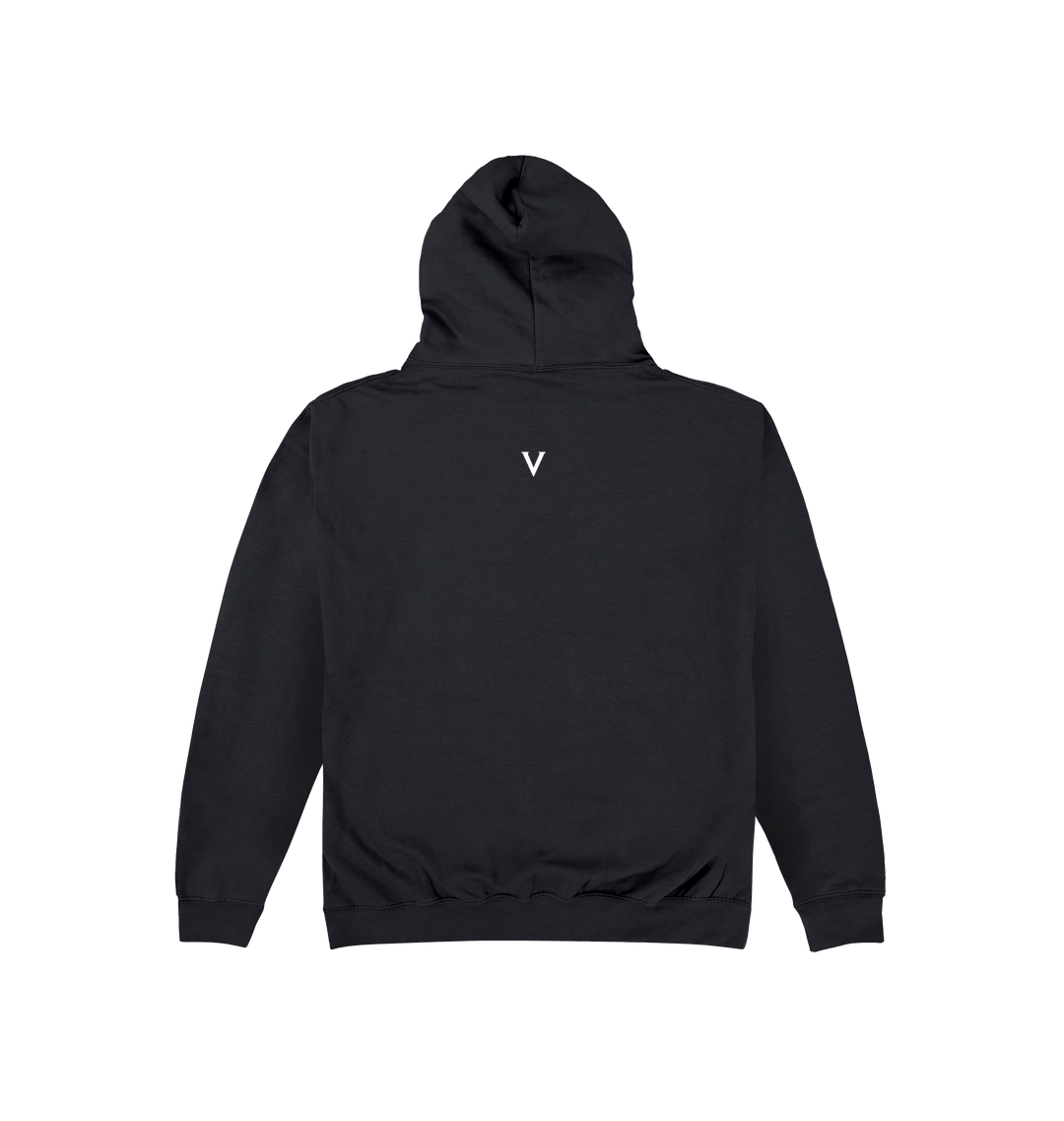 Deep Black Printed Hoody Back