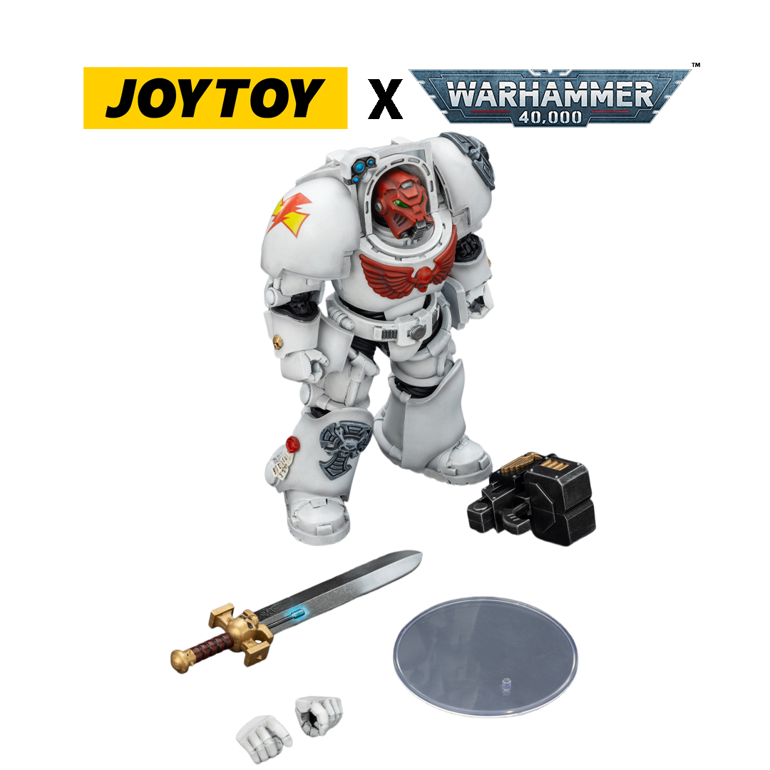 JoyToy Warhammer 40,000 Action Figure - White Scars, Terminator 1 with Power Sword and Storm Bolter (1/18 Scale) Preorder