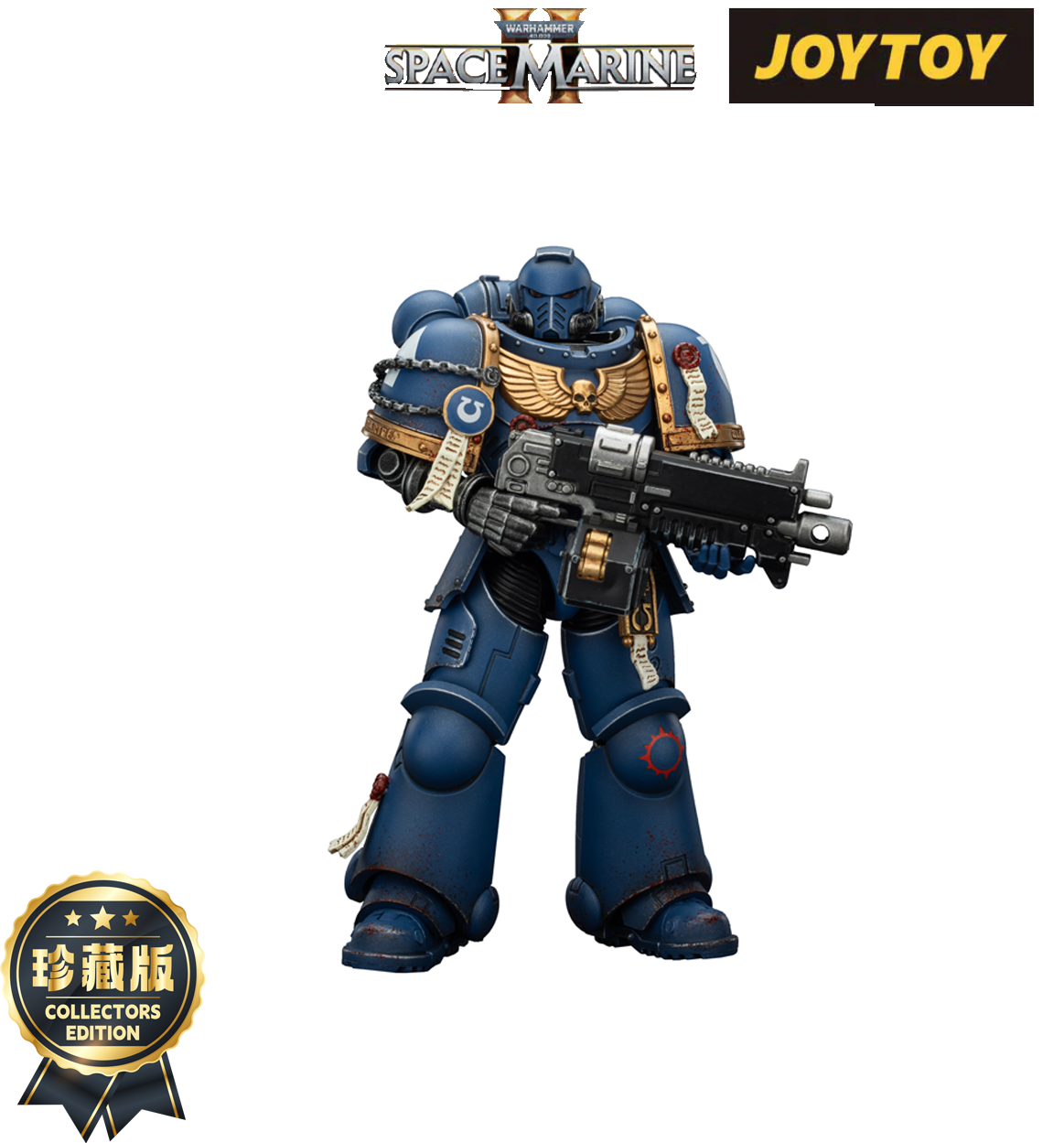 JoyToy Warhammer 40,000: Space Marine 2 Action Figure - Ultramarines, Brother Chairon - Collector’s Edition (1/18 Scale)