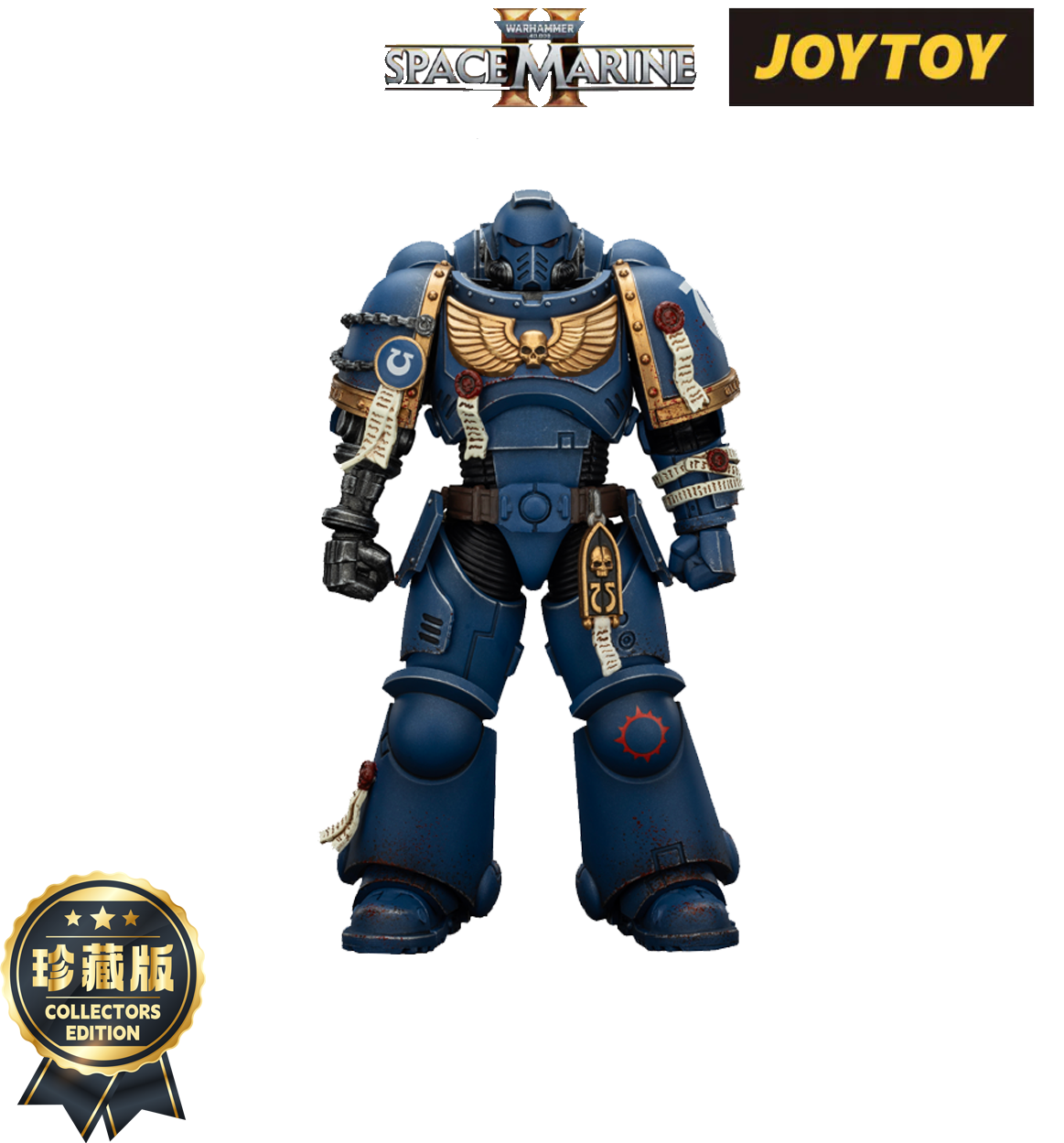 JoyToy Warhammer 40,000: Space Marine 2 Action Figure - Ultramarines, Brother Chairon - Collector’s Edition (1/18 Scale)
