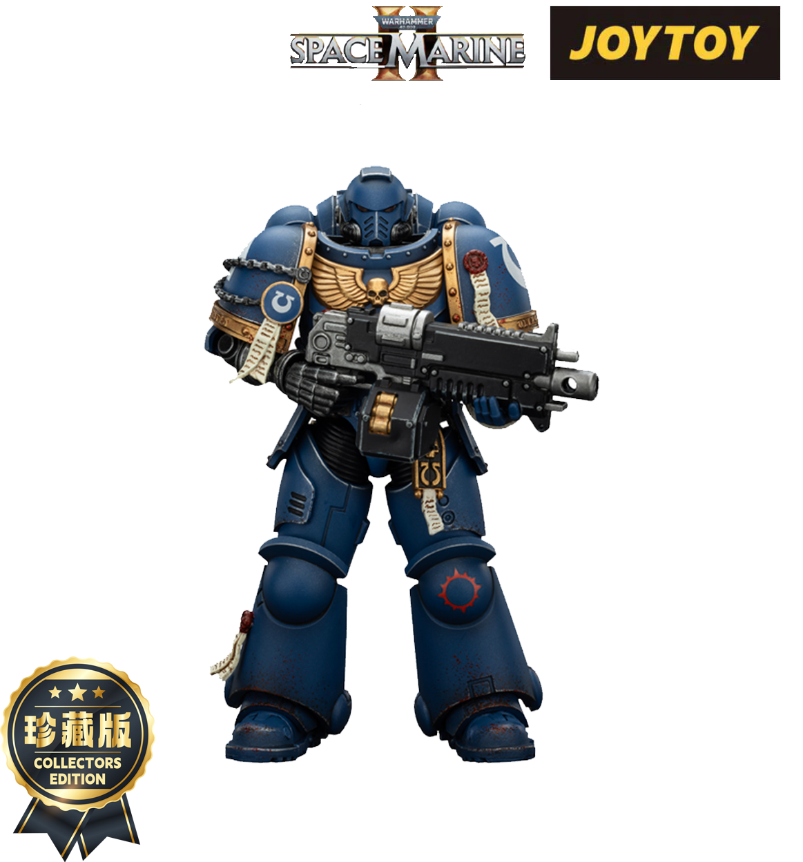 JoyToy Warhammer 40,000: Space Marine 2 Action Figure - Ultramarines, Brother Chairon - Collector’s Edition (1/18 Scale)