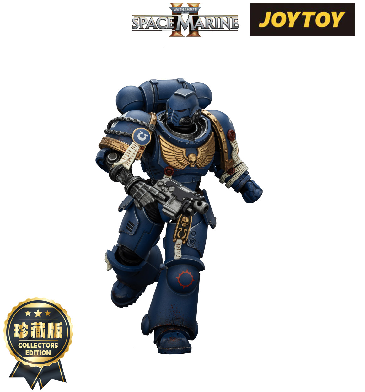 JoyToy Warhammer 40,000: Space Marine 2 Action Figure - Ultramarines, Brother Chairon - Collector’s Edition (1/18 Scale)