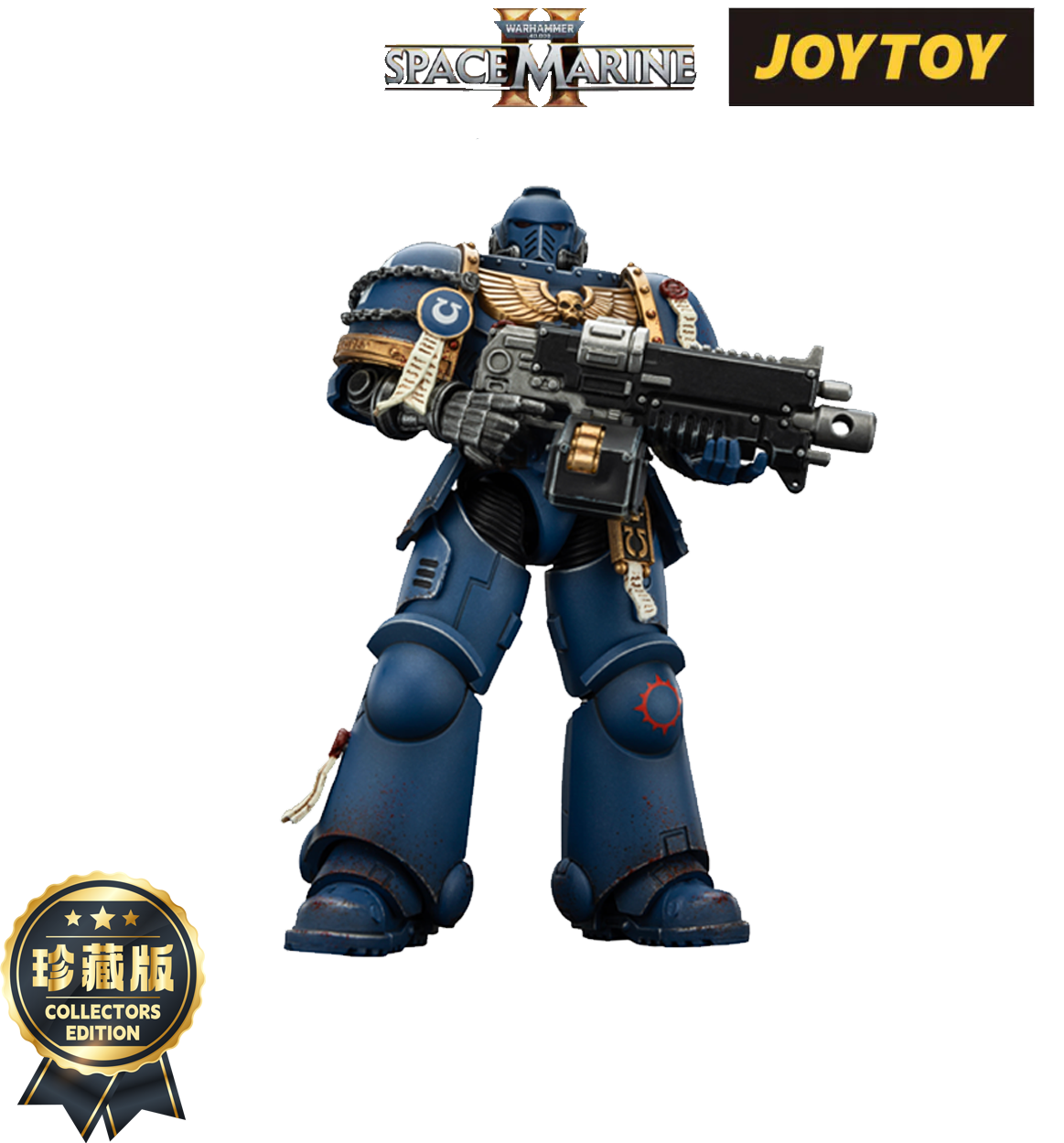 JoyToy Warhammer 40,000: Space Marine 2 Action Figure - Ultramarines, Brother Chairon - Collector’s Edition (1/18 Scale)