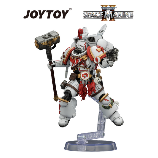 JOYTOY Warhammer 40,000: Space Marine 2 - Game Edition White Scars, Assault Intercessor Champion with Thunder Hammer and Bolt Pistol (1/18 Scale) Preorder