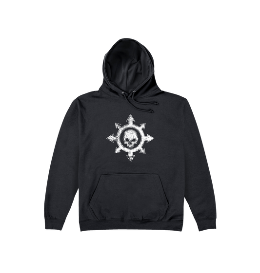 Deep Black Printed Hoody Front