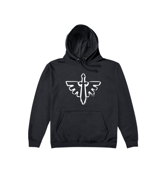 Deep Black Printed Hoody