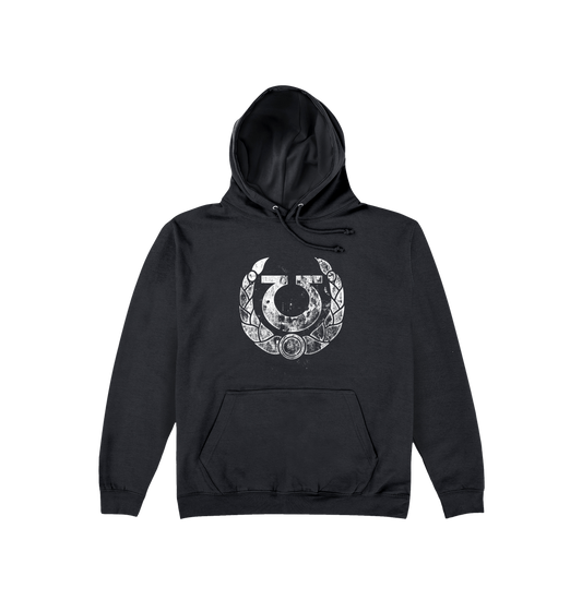 Deep Black Printed Hoody Front