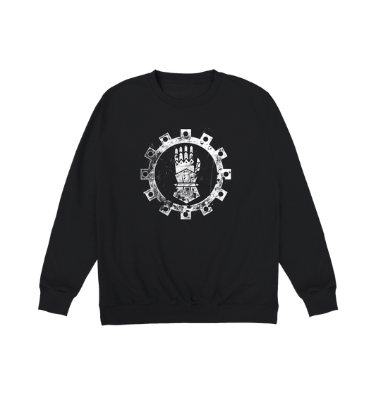 Deep Black Printed Sweater Front