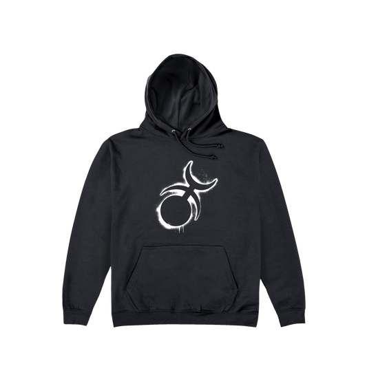 Deep Black Printed Hoody