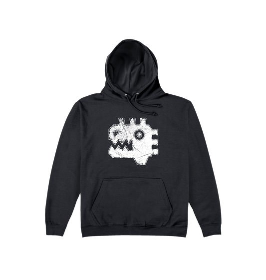 Deep Black Printed Hoody Front