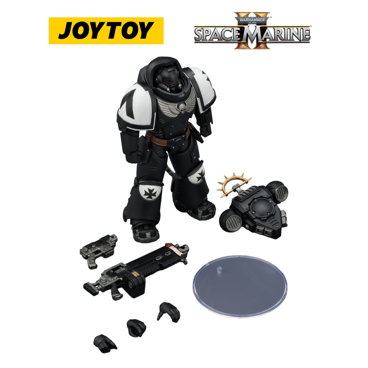 JOYTOY Warhammer 40,000: Space Marine 2 - Game Edition Black Templars Heavy Intercessor with Heavy Bolt Rifle and Bolt Pistol (1/18 Scale)