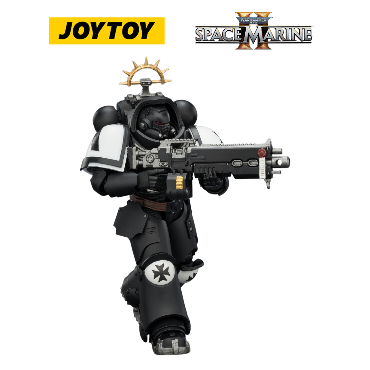 JOYTOY Warhammer 40,000: Space Marine 2 - Game Edition Black Templars Heavy Intercessor with Heavy Bolt Rifle and Bolt Pistol (1/18 Scale)