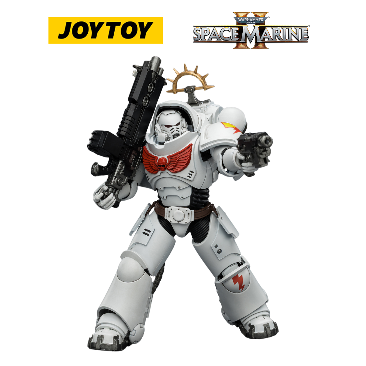 JOYTOY Warhammer 40,000: Space Marine 2 - Game Edition White Scars Heavy Intercessor with Heavy Bolt Rifle and Bolt Pistol (1/18 Scale)
