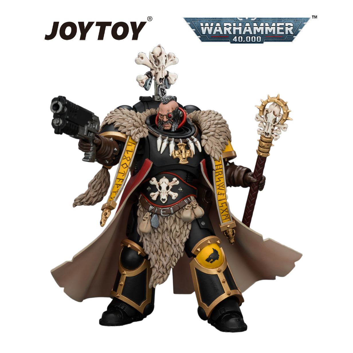 JOYTOY Warhammer 40,000 - Space Wolves, Wolf Priest with Absolvor Bolt Pistol and Crozius (1/18 Scale) Preorder