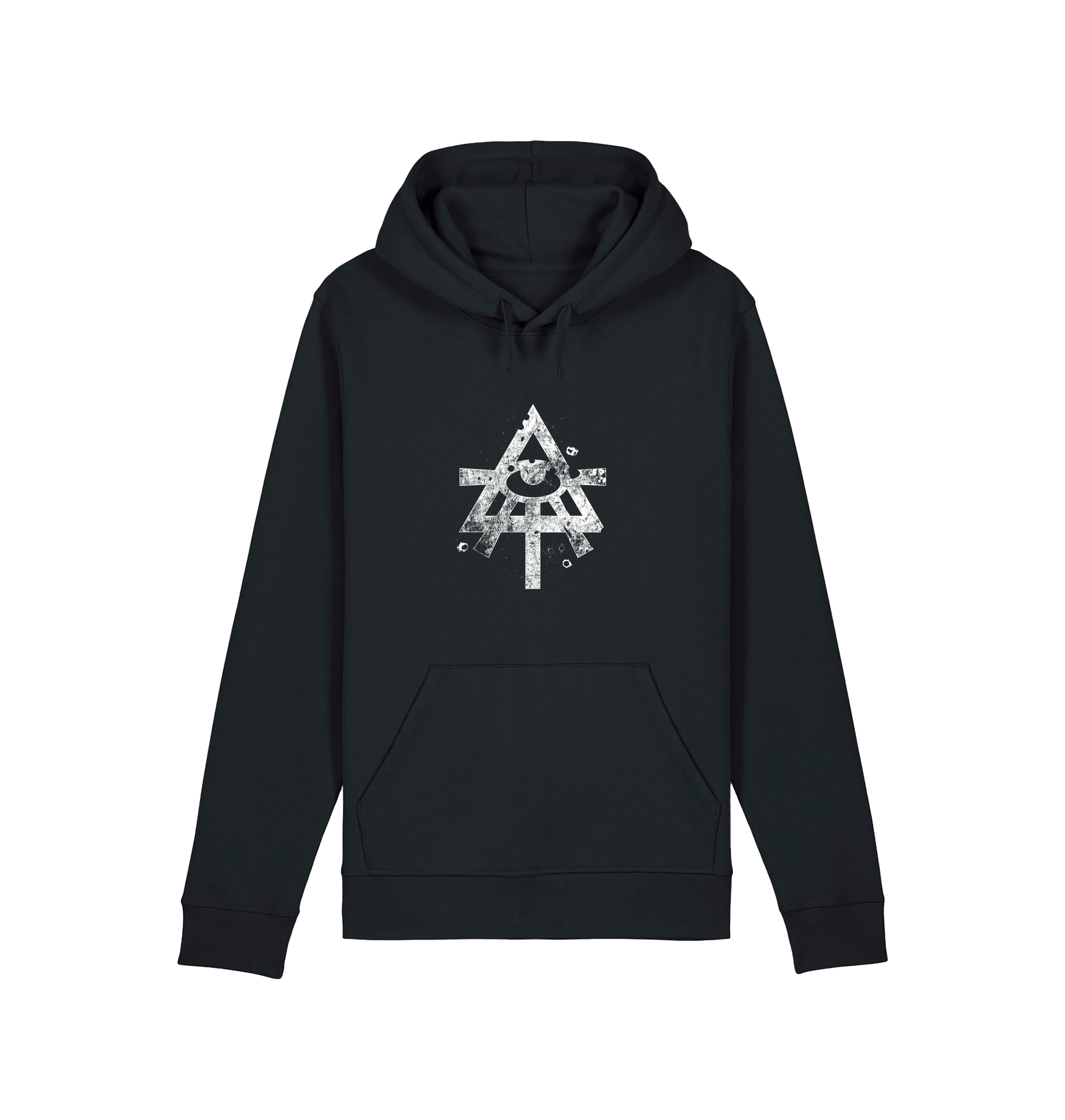 Black Printed Hoody Front