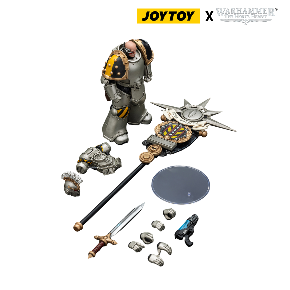 JoyToy Warhammer The Horus Heresy Action Figure - Iron Warriors, Command Squad Chosen with Legion Standard (1/18 Scale) Preorder