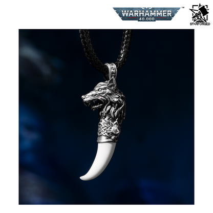 Starforged Warhammer 40,000 Space Wolves Fang of Fenris Brass Pendant Necklace