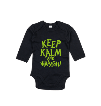 Organic Black Keep Kalm and Waaagh! Long Sleeved Baby Bodysuit