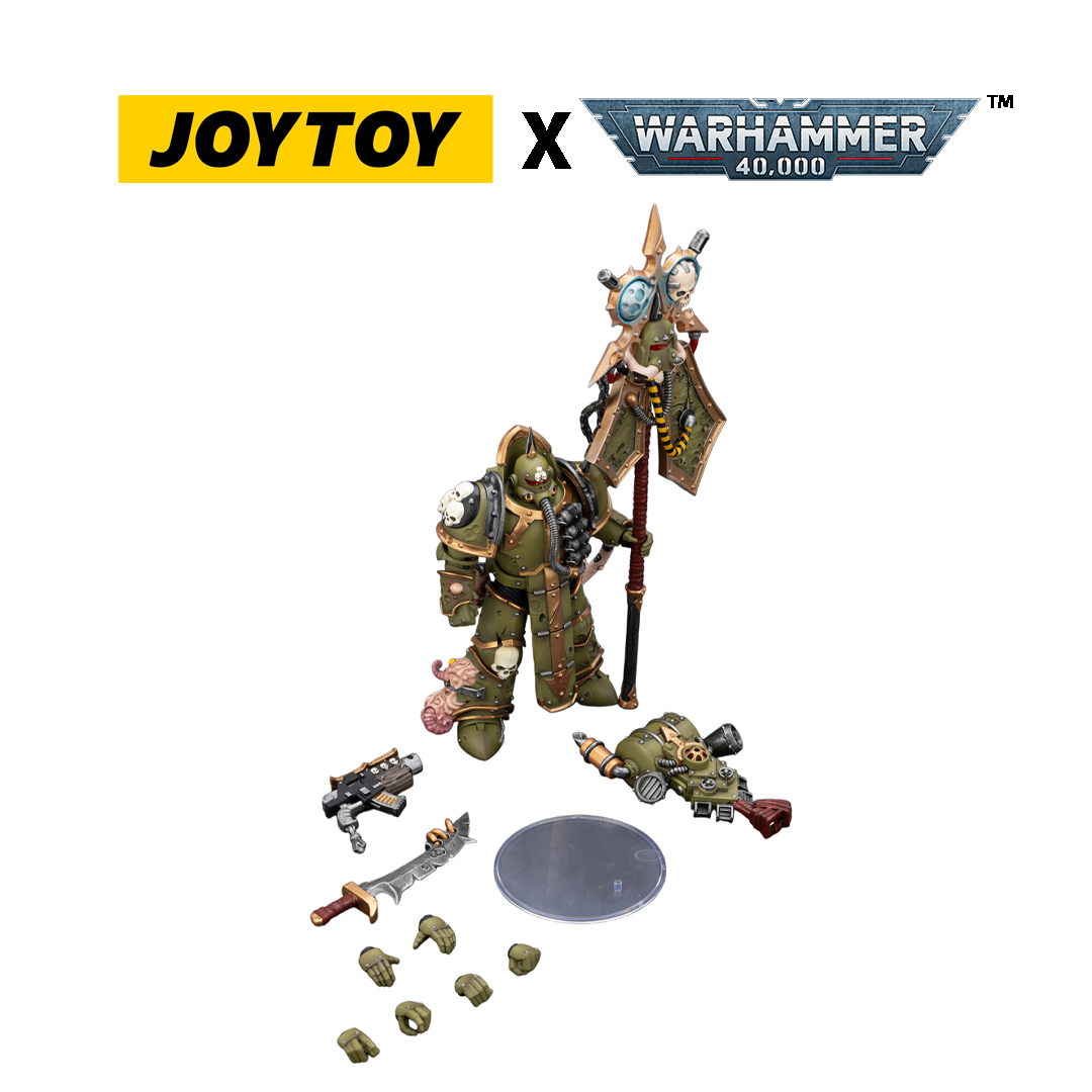 JoyToy Warhammer 40,000 Action Figure - Death Guard, Plague Marine Icon bearer with Boltgun and Plague Knife (1/18 Scale) Preorder