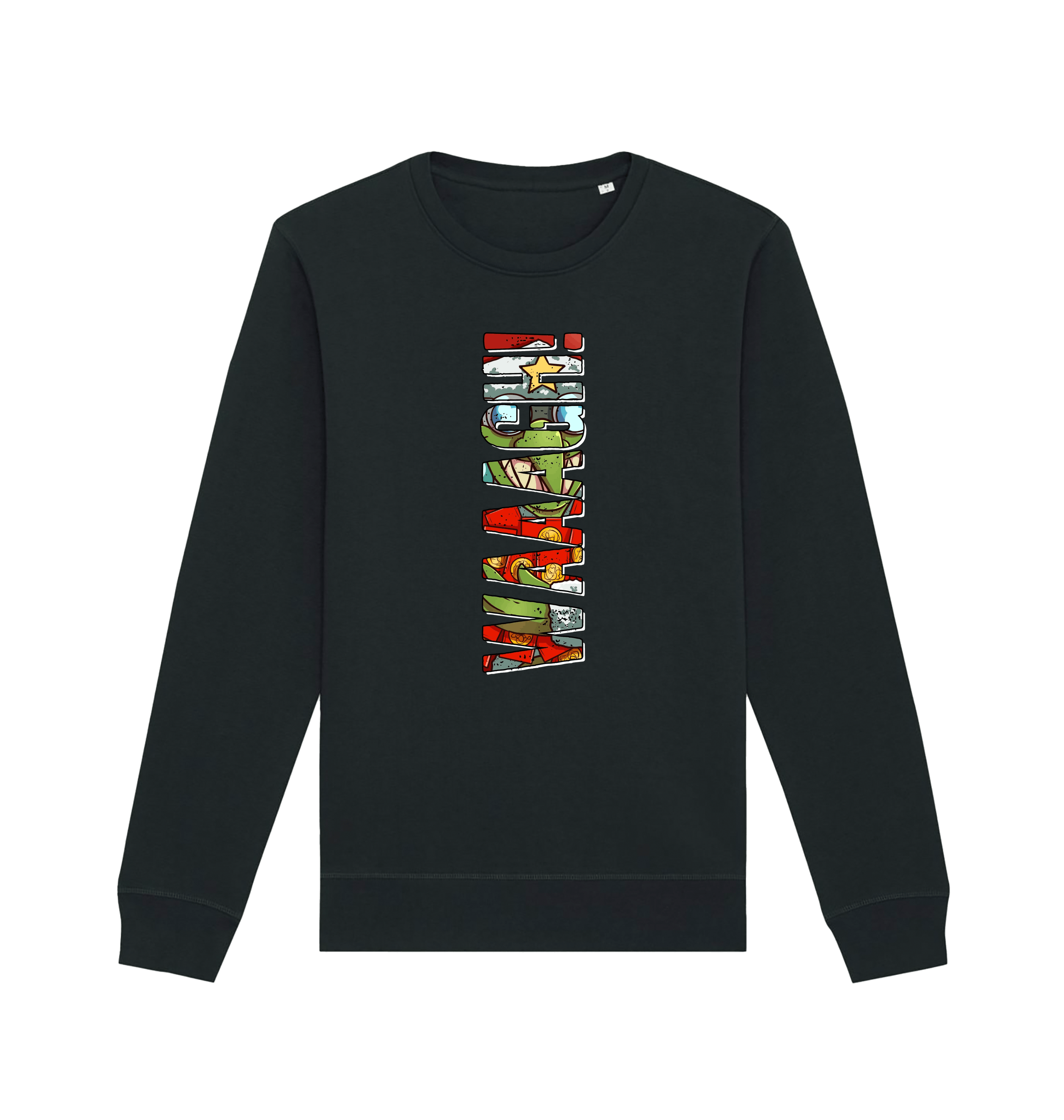 Black Printed Sweater Front