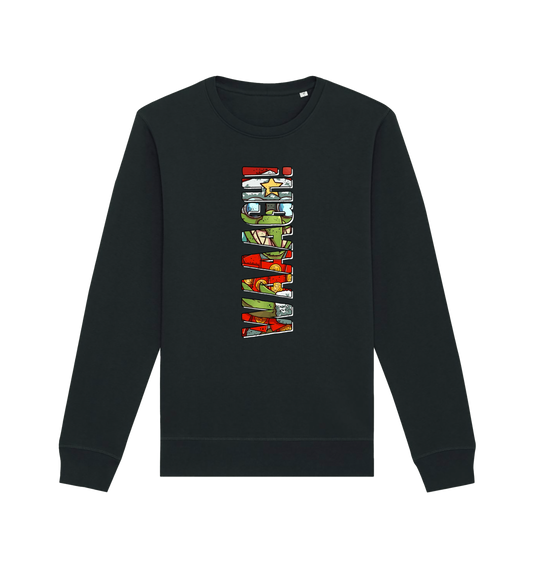 Black Printed Sweater Front