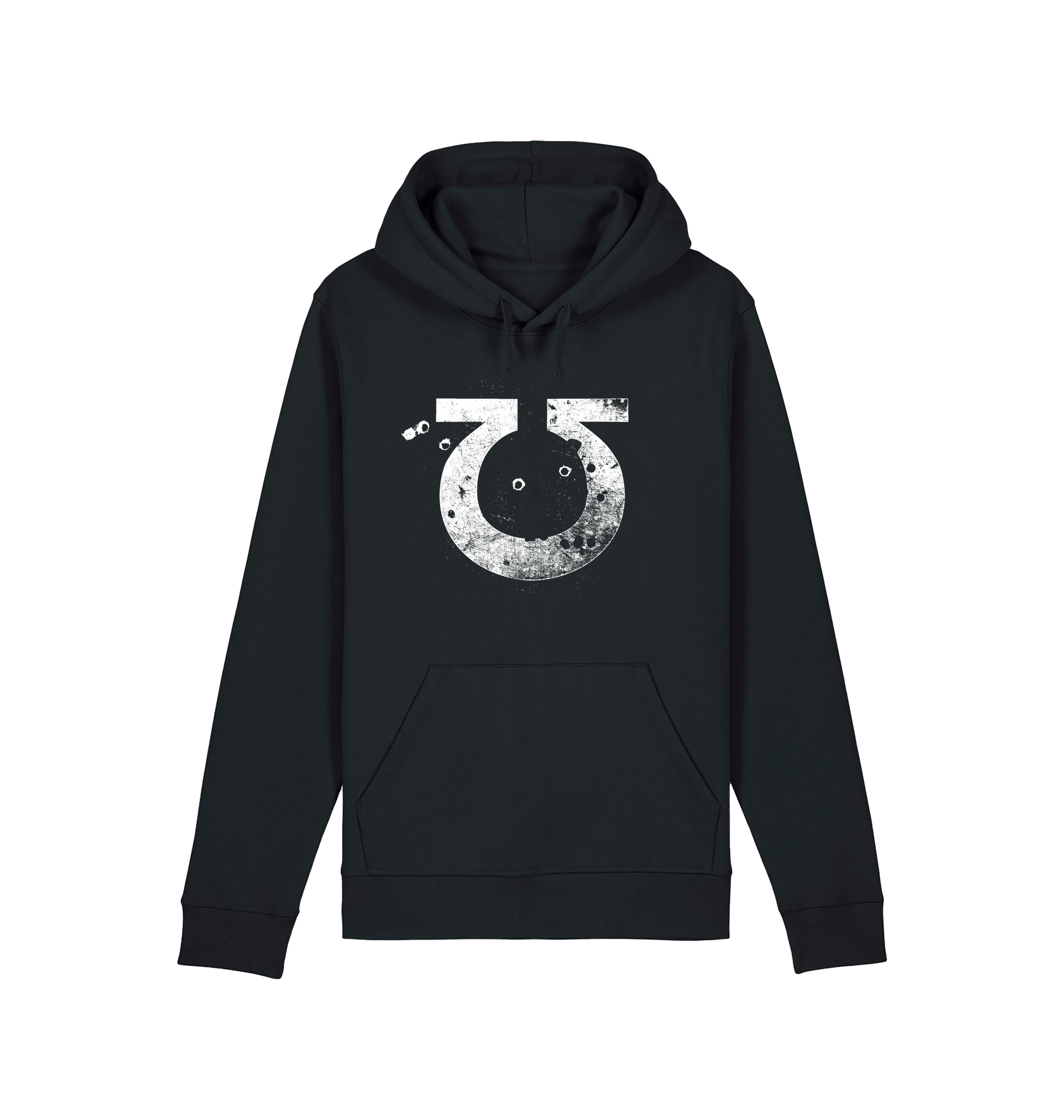 Black Printed Hoody Front