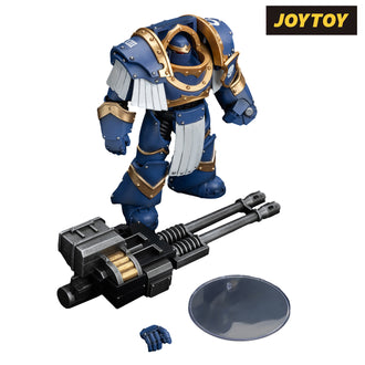 JoyToy Warhammer The Horus Heresy Action Figure - Ultramarines  Cataphractii Terminator Squad  Terminator with Reaper Autocannon (1/18 Scale) Preorder