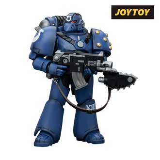 JoyToy Warhammer The Horus Heresy Action Figure - Ultramarines, Legion MkVI Tactical Squad, Legionary with Bolter & Chainblade (1/18 Scale) Preorder