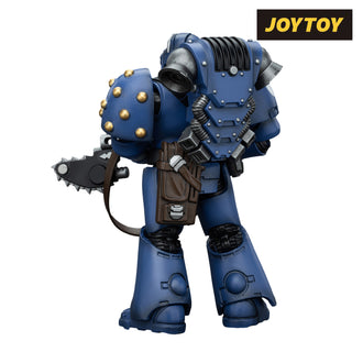 JoyToy Warhammer The Horus Heresy Action Figure - Ultramarines, Legion MkVI Tactical Squad, Legionary with Bolter & Chainblade (1/18 Scale) Preorder