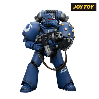 JoyToy Warhammer The Horus Heresy Action Figure - Ultramarines, Legion MkVI Tactical Squad, Legionary with Bolter & Chainblade (1/18 Scale) Preorder