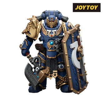 JoyToy Warhammer The Horus Heresy Action Figure - Ultramarines, Invictarus Suzerain #1 with Bolt Pistol, Legatine Axe and Argyrum Pattern Boarding Shield (1/18 Scale) Preorder