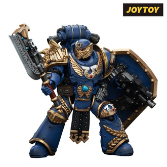 JoyToy Warhammer The Horus Heresy Action Figure - Ultramarines, Invictarus Suzerain #1 with Bolt Pistol, Legatine Axe and Argyrum Pattern Boarding Shield (1/18 Scale) Preorder