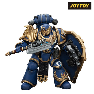 JoyToy Warhammer The Horus Heresy Action Figure - Ultramarines, Invictarus Suzerain #4 with Bolt Pistol, Legatine Axe and Argyrum Pattern Boarding Shield (1/18 Scale) Preorder