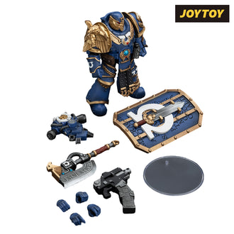 JoyToy Warhammer The Horus Heresy Action Figure - Ultramarines, Invictarus Suzerain #1 with Bolt Pistol, Legatine Axe and Argyrum Pattern Boarding Shield (1/18 Scale) Preorder