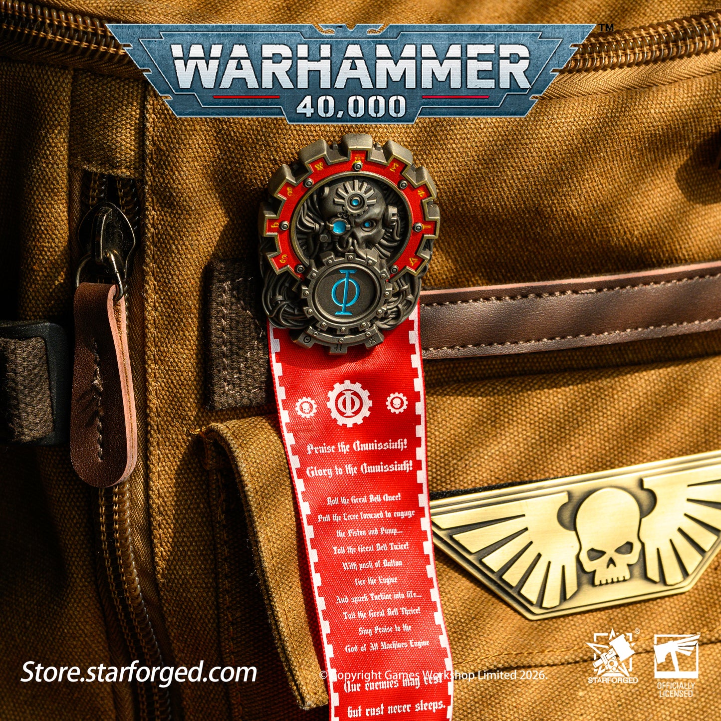 Starforged Warhammer 40,000 Seal of Omnissiah Machine God Deus Mechanicus Men's Brooch Pin Badge