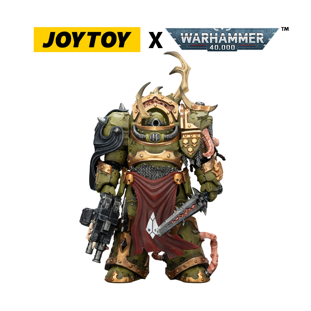 JoyToy Warhammer 40,000 Action Figure - Death Guard, Blightlord Terminator 3 with Combi-bolter and Bubotic Blade (1/18 Scale) Preorder